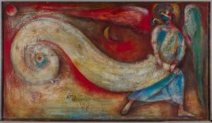 И.Кислицын, Ангел, свивающий Небо 1988 75х150 холст, масло